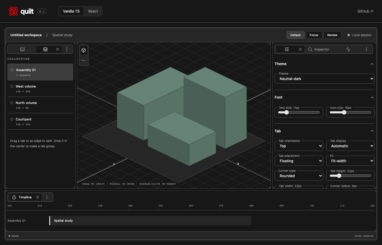 Default workspace in the neutral dark theme